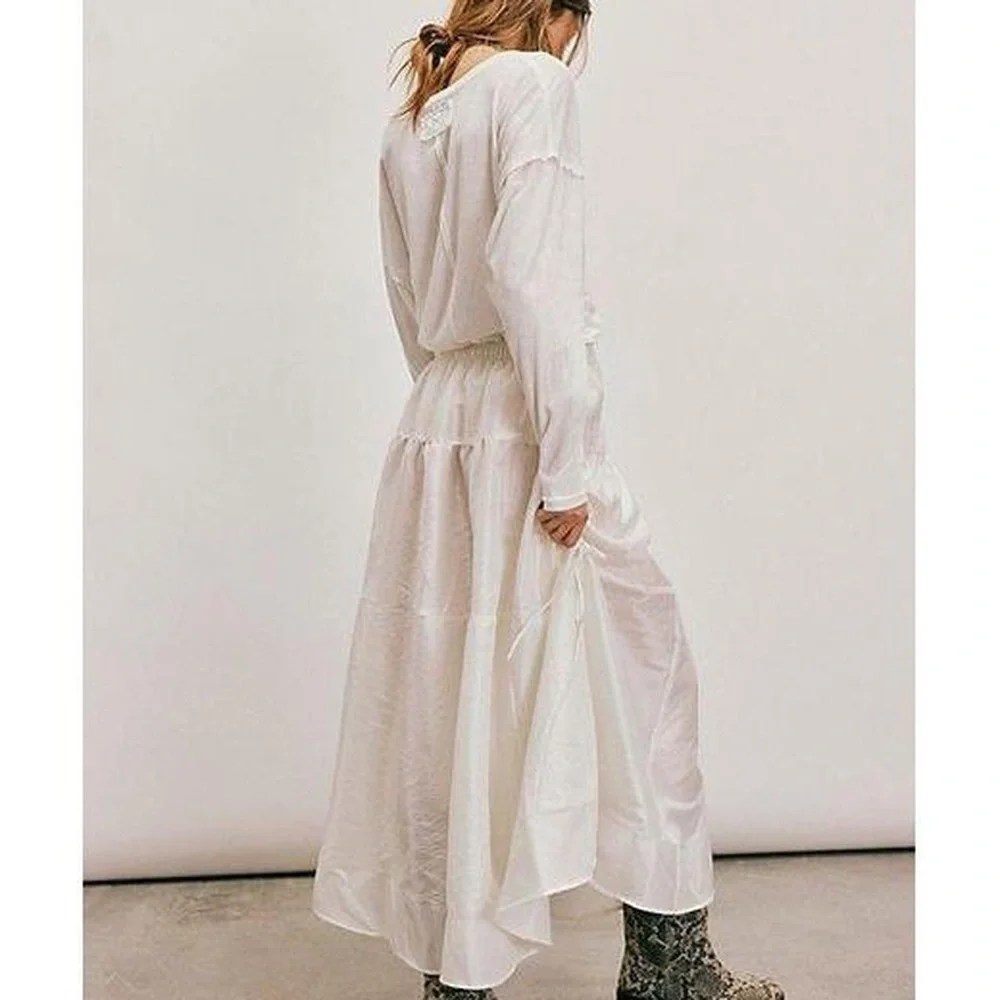 Free People eggnog white Emery drop waist midi skirt size small NWOT